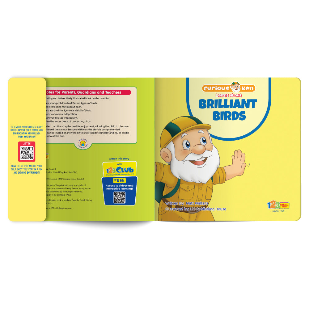 Book cover with a character and 'Curious Ken' branding on a yellow background