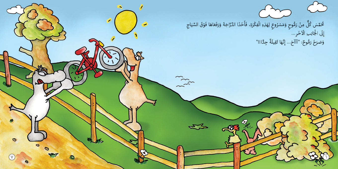 The name of this picture is "Rammouh and Masroue Learn to Ride a Bike".