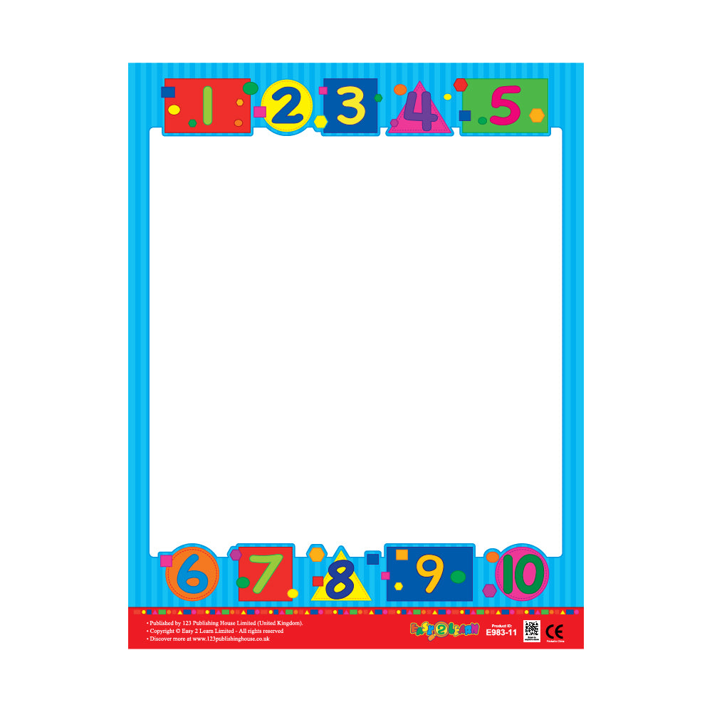 This is a decorative paper border or frame featuring numbers 1 through 10, designed for educational or creative purposes.