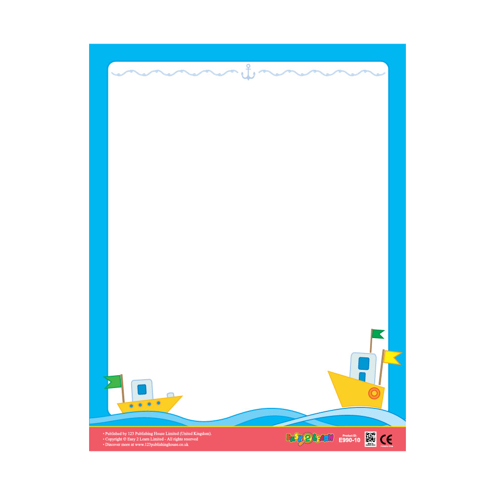 The image is a "Sea – Write-on Chart" designed for creative and educational purposes, particularly for children.
Explanation: