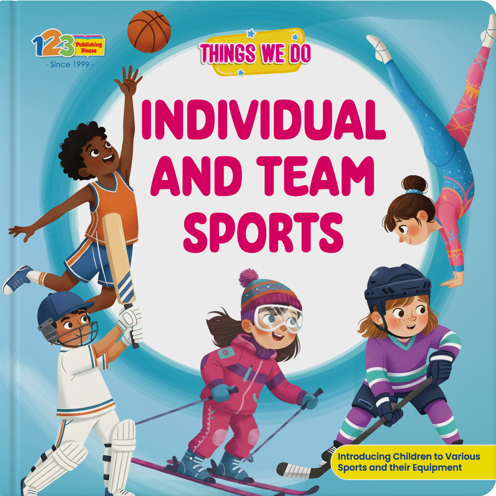 Book cover of 'Individual and Team Sports' with children playing various sports.