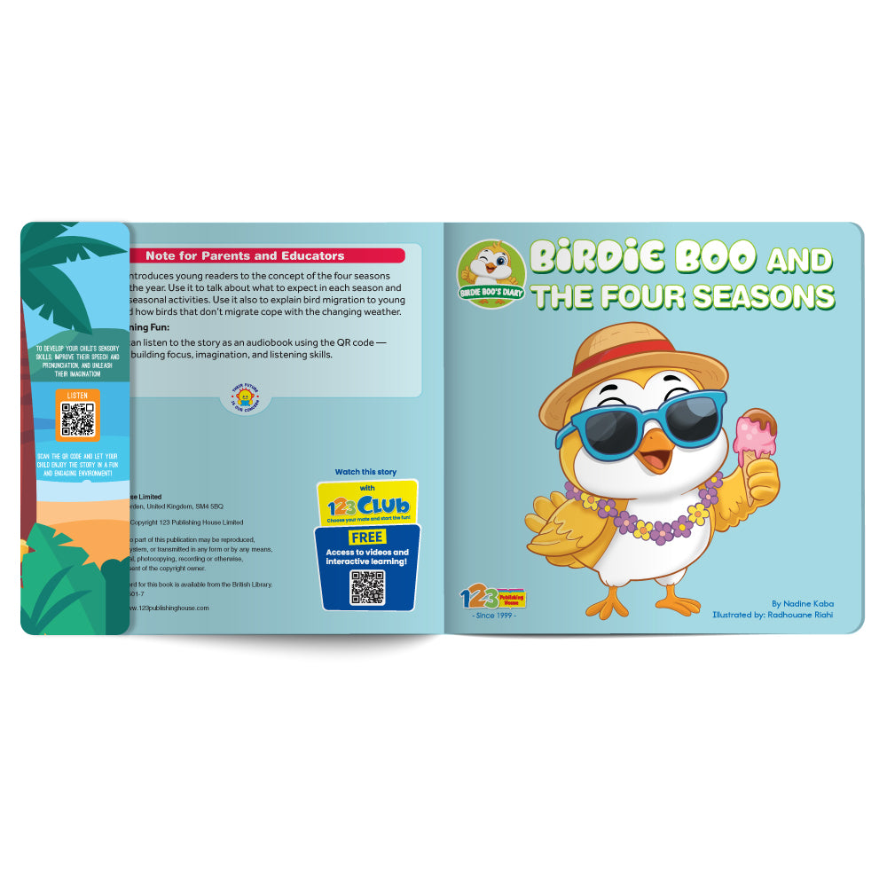 Children's book with a cartoon penguin character on a white background